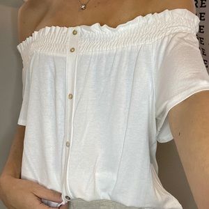 Off-the-shoulder white blouse